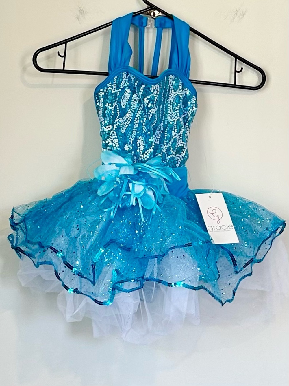 NWT Gracie Girls' Turquoise Sequin Tutu Dance Costume - Size: SC